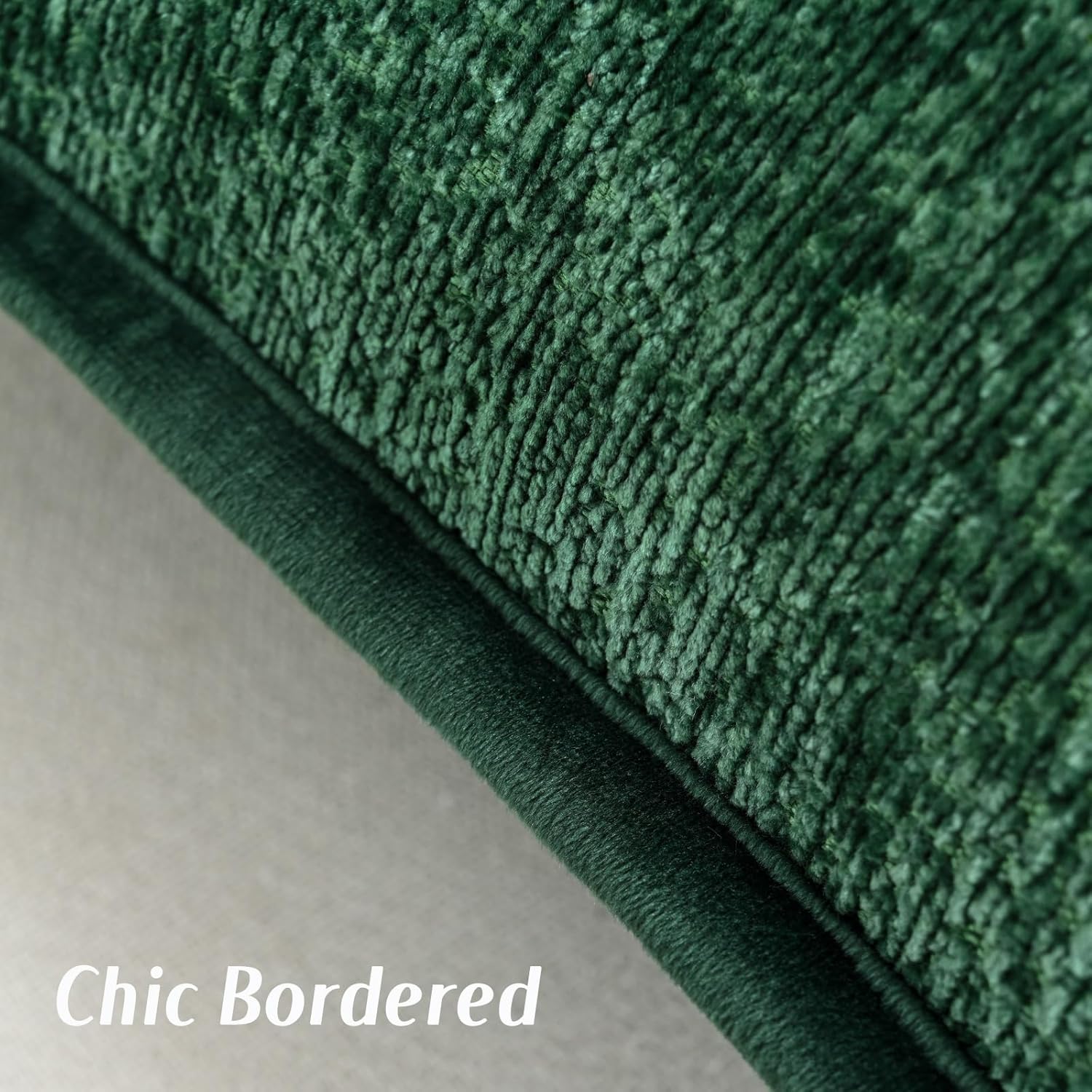 FUTEI Dark Green Chenille Throw Pillow Covers 18x18 Inch Set of 2,Soft Cozy Bound Edge Design Cushion Case,Home Decor for Couch Bed Living Room